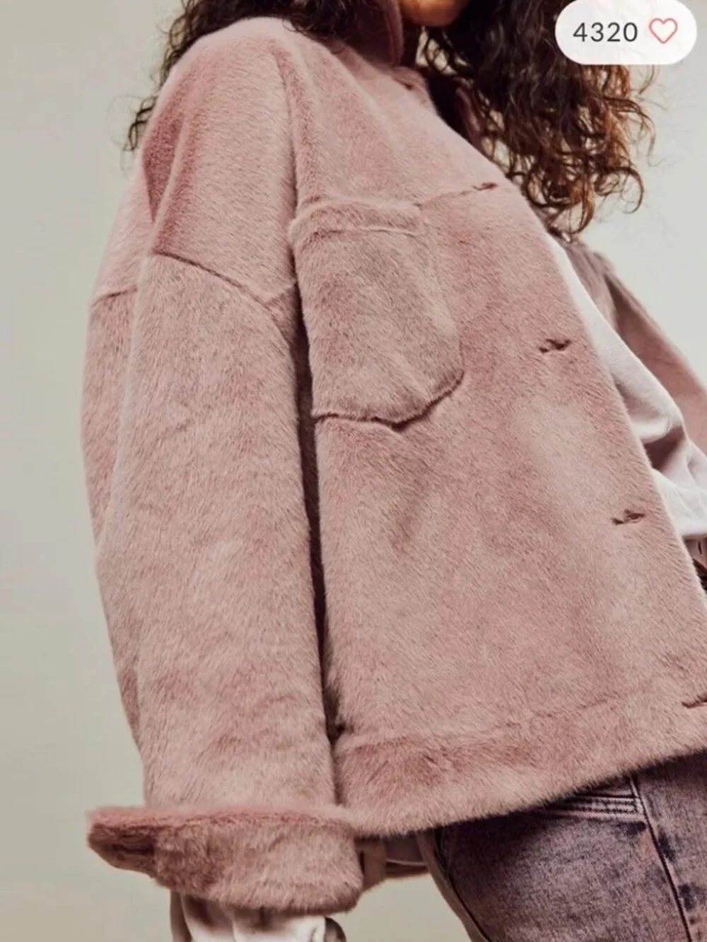 Free People We the Free Cozy Opal Swing Jacket in Pink Size S Faux Fur Teddy $98